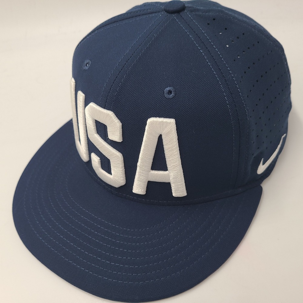 Nike Hat Snapback Blue White Nike True USA Dri-Fit Perforated Mesh Baseball Men